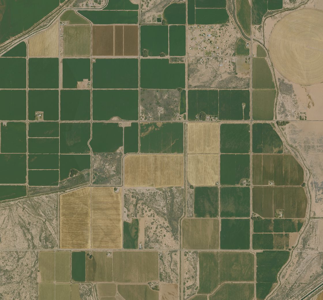 NAIP aerial imagery of farm fields in Parker Valley, Arizona, June 2023