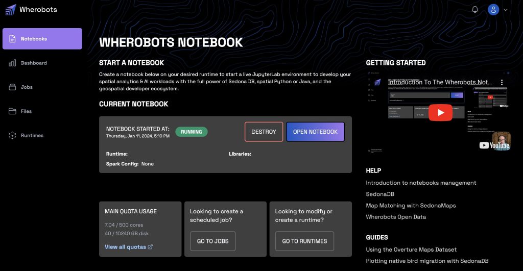 Wherobots Cloud Interface