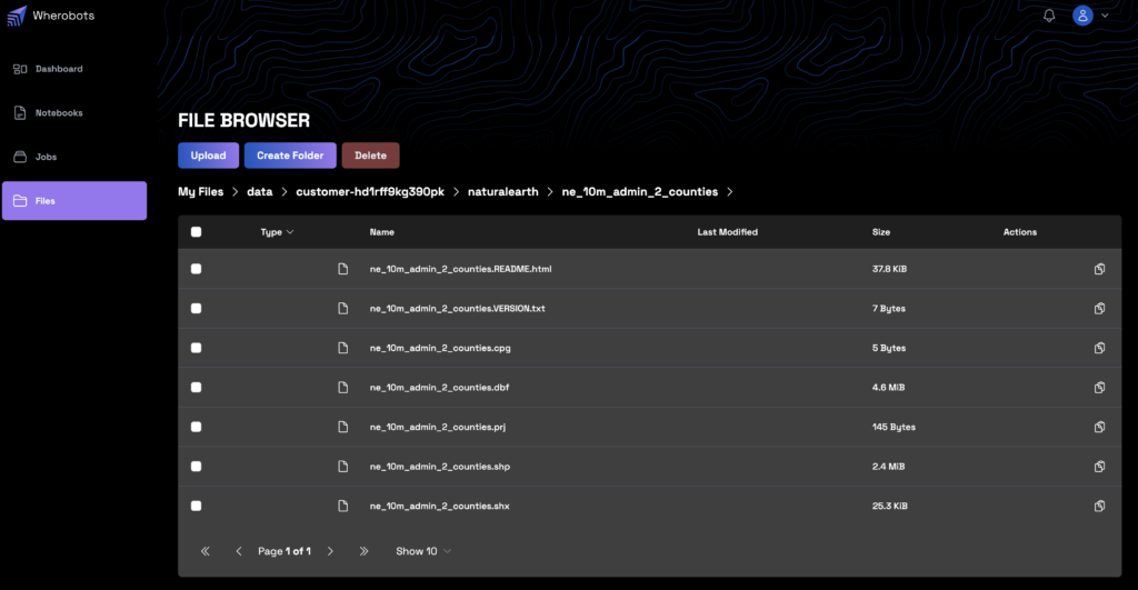 The Wherobots File Management Interface