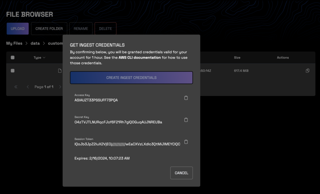 Uploading files to Wherobots Cloud via the AWS CLI