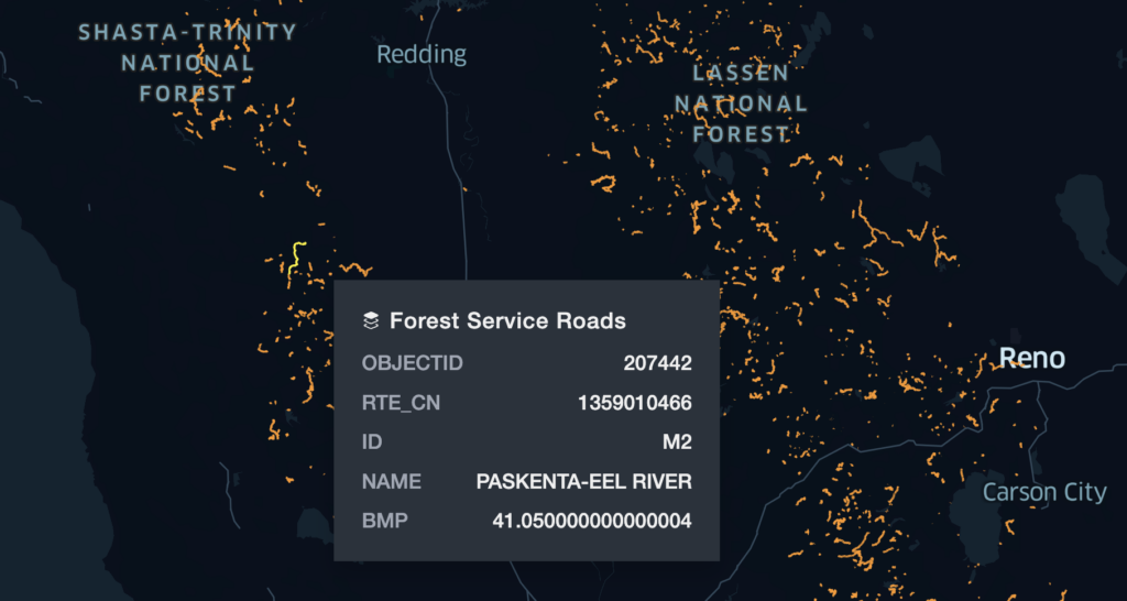 Visualizing forest service roads