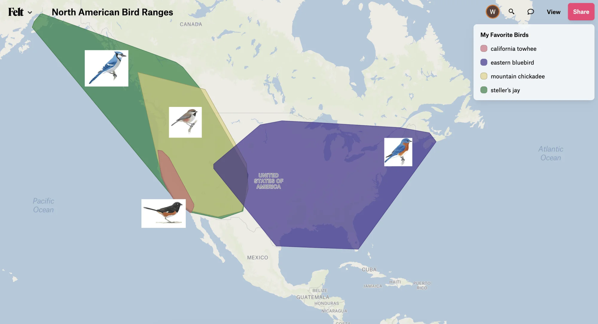 North American bird ranges