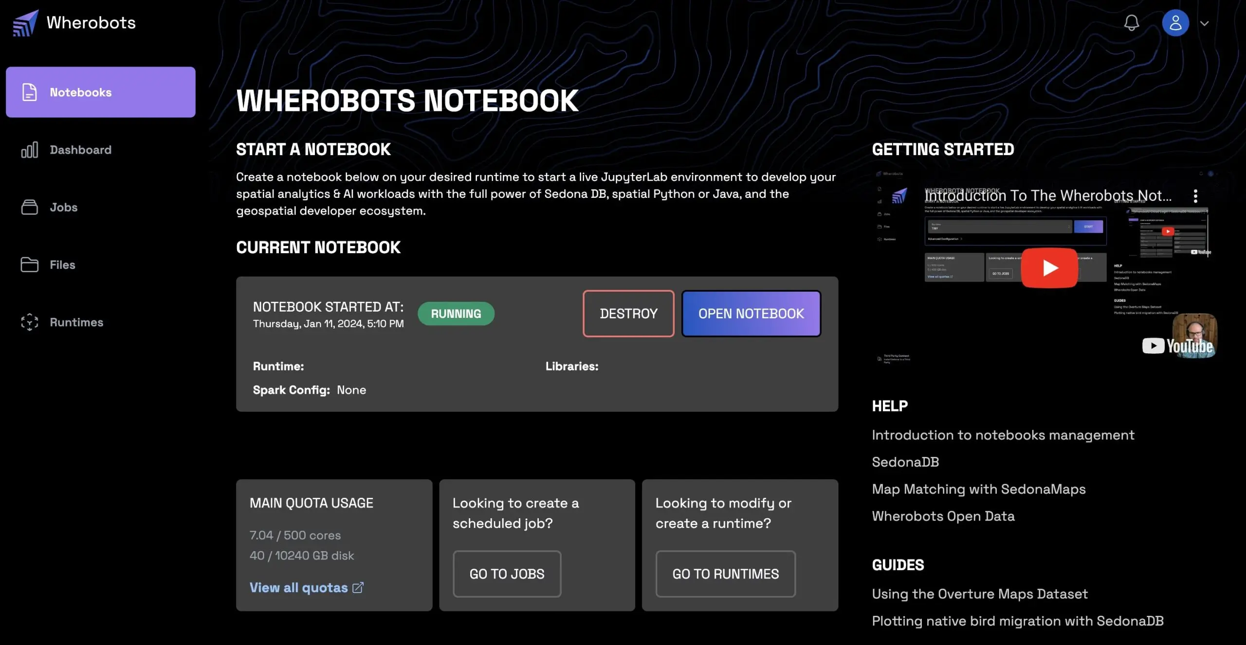 Wherobots Cloud Interface