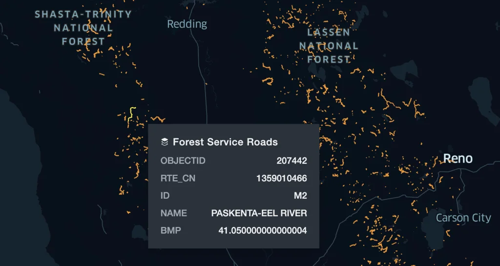 Visualizing forest service roads