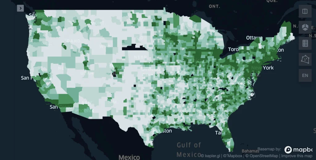 Average night light intensity zonal statistics