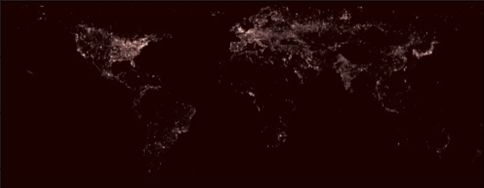 raster image from NOAA of night time visible lights